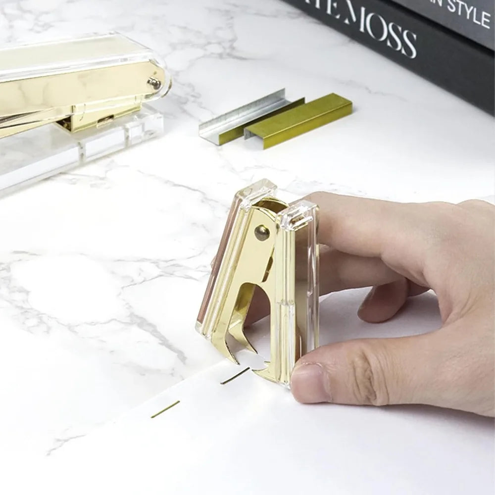 Clear Staple Remover Pure Gold Stapler Remover Cute Yellow Puller Removers Tool for Home Office School Desk Accessories Gift