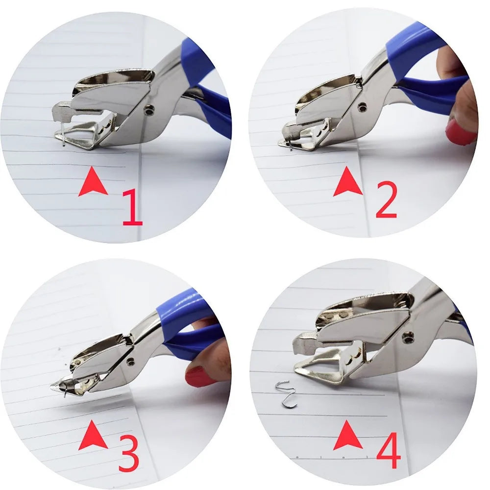 Stapler Stapler pull office stapler Portable comfortable energy saving, no damage to paper (pink and blue)