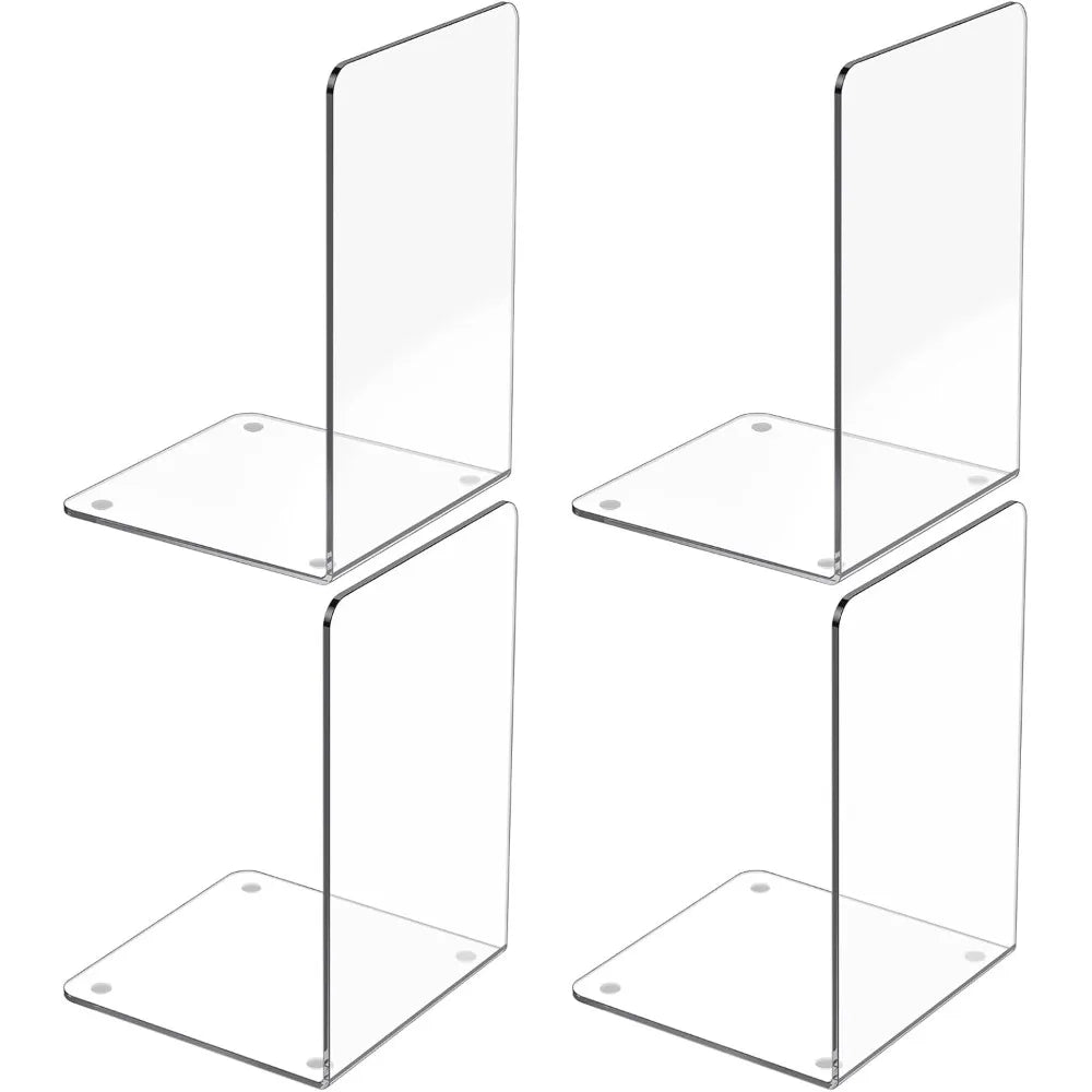 Acrylic staples 4, transparent bookshelf staples, transparent bookshelf organizer, bookshelf decoration, heavy book staples