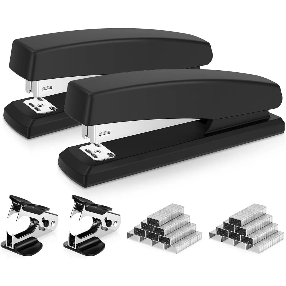 Desktop Stapler, 2 Pack, Office Stapler, 25 Sheet Capacity, Includes 2000 Staples and 2 Staple Removers, 2 Pack,Black