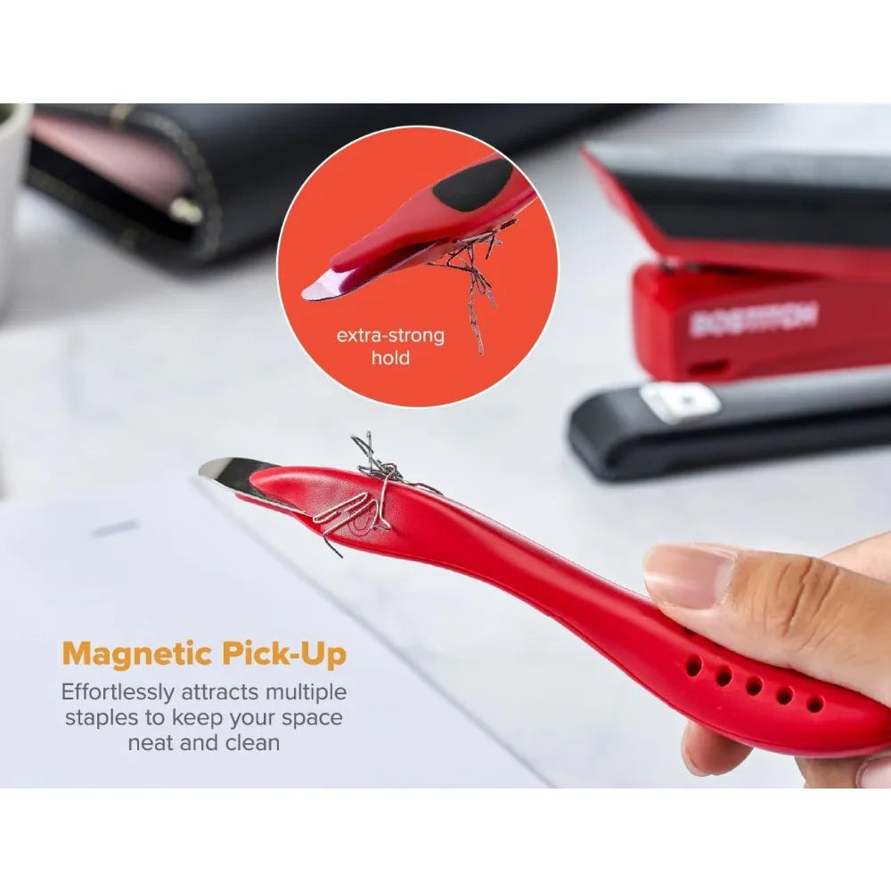 Professional Magnetic Easy Staple Remover Tool - Staple Puller Stick for Office Home & School - 3 Pack - Black, Blue, and Red