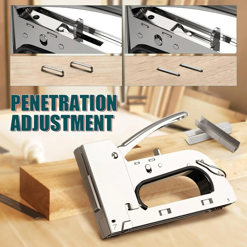 Staple Gun for Wood, All Steel Staple Gun with 4000Pcs Staples, Upholstery Staples Gun for Fixing Material, Decorating