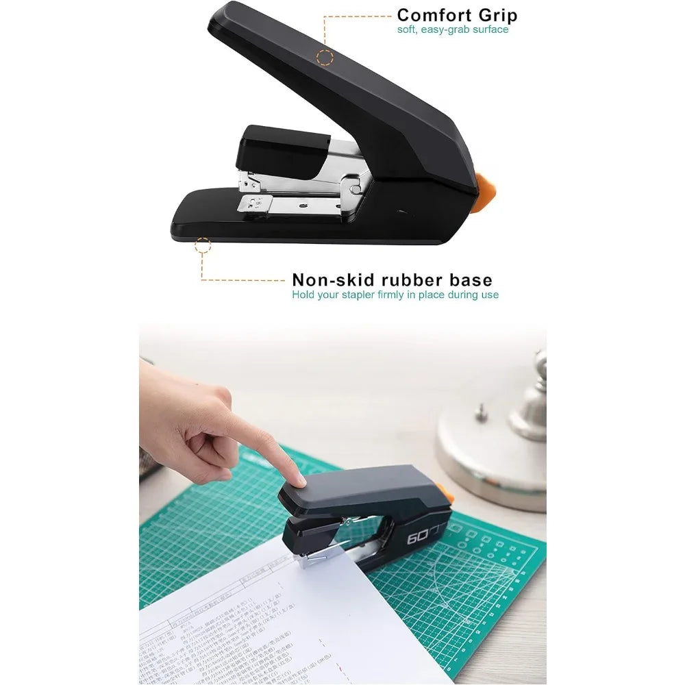 Easy heavy duty stapler, one touch stapler, easy to load ergonomic stapler